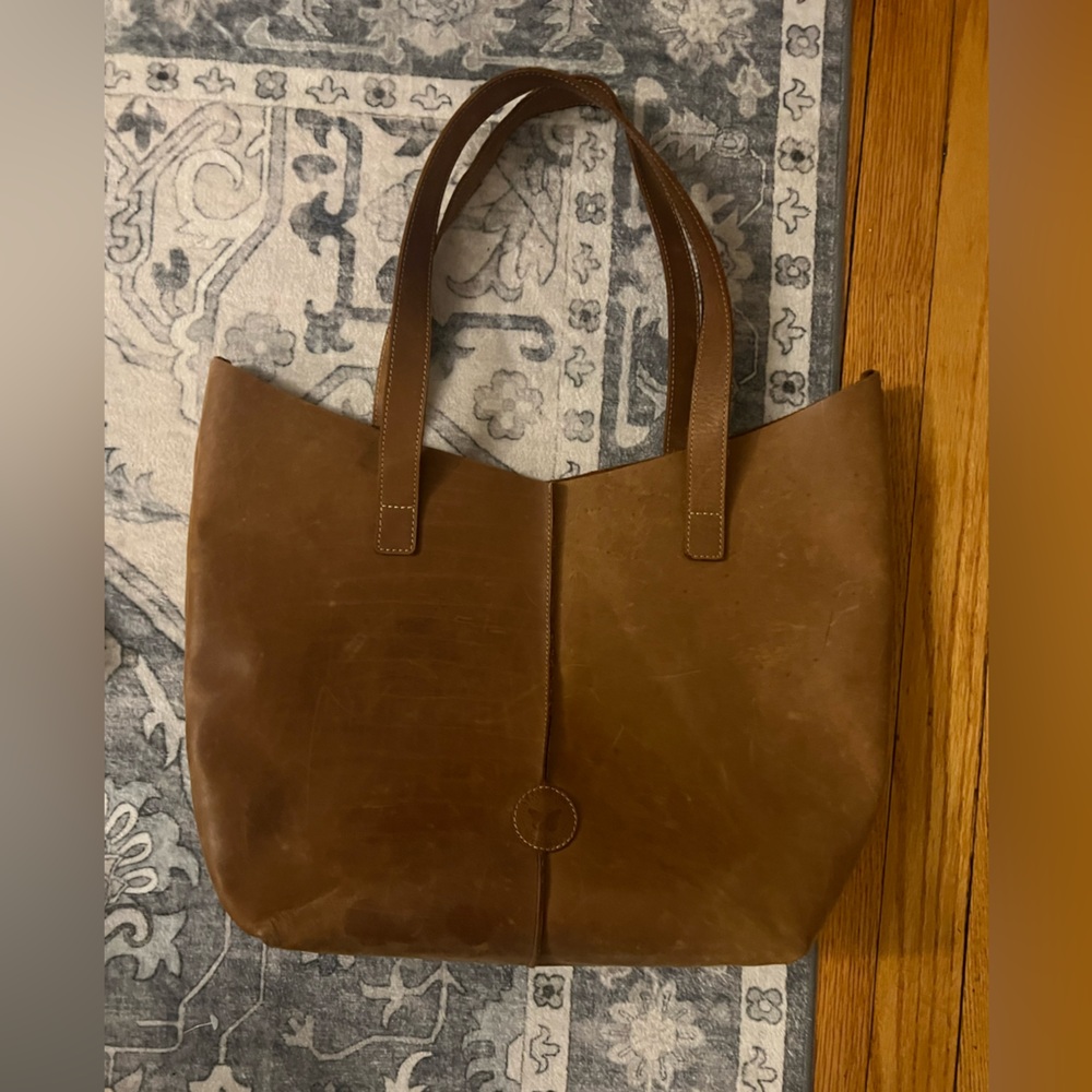 Le Papillon Brown Leather Tote Bag